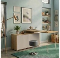 Vicco Eckschreibtisch Notivo, Cashmere/Cashmere, 135 x 55 cm mit Aktenschrank...