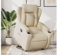 vidaXL Sessel vidaXL Relaxsessel mit Aufstehhilfe Creme Stoff