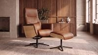 KAWOLA Relaxsessel VANITAS Leder braun Eichenfinish Komfort Drehsessel, 360&deg;