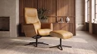KAWOLA Relaxsessel VANITAS Leder cognac Eichenfinish Komfort Drehsessel, 360&deg;