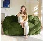 LuxusKollektion Sitzsack Sitzsack 2 Sitzer Memoryfoam Kunstfell Wohnzimmer Gr&uuml;n