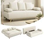 HOMCOM Schlafsofa 3-Sitzer Schlafcouch in Cord-Optik mit 5 Kissen, 188x140cm,...