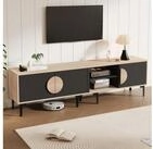 MODFU Lowboard Lowboard 180x35x49 cm mit 3 T&uuml;ren und offenen F&auml;chern...