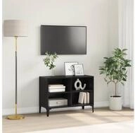 vidaXL TV-Board vidaXL TV-Schrankset Wandmontiert Schwarz Holzwerkstoff