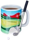 relaxdays Coffee-to-go-Becher Golftasse mit Schl&auml;ger, 4-tlg., Keramik