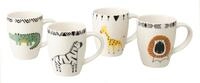 creaTable Becher Safari, Becher-Set 4-tlg., 4-tlg., Steinzeug, Tiermotive,