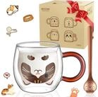 LuxusKollektion Latte-Macchiato-Glas S&uuml;&szlig;e Doppelwandige Katzen Tasse 280ml...