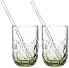 LEONARDO Latte-Macchiato-Glas Gocce Matcha Latte Gl&auml;ser mit Glastrinkhalm (2),