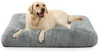LuxusKollektion Hundebett Hundebett 90x60cm Waschbar Pl&uuml;sch Rutschfest Grau L...