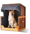 relaxdays Haustierstrandkorb Hundestrandkorb Holz & Rattan inkl. Napf, BxTxH: