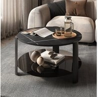 Vicco Couchtisch Navo, Schwarzer Marmor/Schwarz, 80 x 80 cm