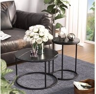 Vicco Couchtisch Ottawa, Schwarzer Marmor, 55 x 55 cm 2 Teile (2-St)