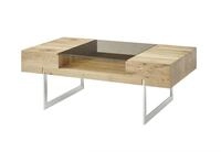 Robas Lund Couchtisch REWA, Asteiche furniert m. Glas bronze & Edelstahloptik