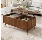 OKWISH Couchtisch Retro-Couchtisch mit h&ouml;henverstellbarer Platte in...