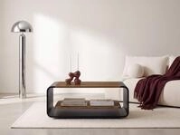 WFL GROUP Couchtisch mit schwebender Ablage und abgerundetem Metallgestell in...