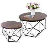 relaxdays Couchtisch 2er Set Industrial-Design (2-St), Vintagebraun