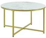 en.casa Couchtisch, Uppvidinge Sideboard 45x80cm, Marmor/Wei&szlig;-Gold wei&szlig;