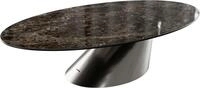 DELIFE Couchtisch Edge, Oval 140x80 cm Keramik Emperador Extra Lucidato...