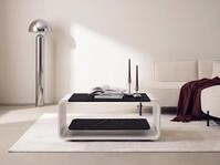WFL GROUP Couchtisch mit schwebender Ablage und abgerundetem Metallgestell in...