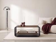 WFL GROUP Couchtisch mit schwebender Ablage und abgerundetem Metallgestell in...