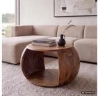 FINEBUY Couchtisch FB116317 Sofatisch Mango Massivholz 60cm Wohnzimmertisch