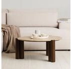 IDIMEX Couchtisch TAPTI, Wohnzimmertisch 80 cm aus Travertin und Mangoholz