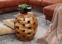 Massivmoebel24 Sitzhocker UNIKA (30x30x47 Teak montiert)