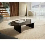 DELIFE Couchtisch Edge, Oval 140x80 cm Keramik Emperador Extra Lucidato...
