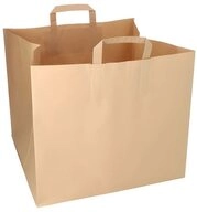 PAPSTAR Tragetasche 100 x Tragetaschen Papier XXL 33 x 37 x 34,5 cm braun mit