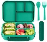 Amathley Lunchbox Brotdose Kinder Bento Box Lunchbox 1200ml 4 F&auml;cher Besteck