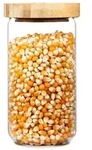 Klarstein Frischhaltedose Stapelglas, Bambus 580 ml | 8.5 cm x 8.5 cm x 15.5 cm