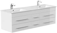 Posseik Badm&ouml;bel-Set Badm&ouml;bel Waschplatz "Nero XL" wei&szlig; Hochglanz