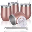 LuxusKollektion Becher Weinbecher Edelstahl Doppelwandig Deckel Rosagold 4...