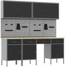 vidaXL Werkzeugschrank Werkbank 10 Stk. Schwarz und Grau Ingenieure Holz und...