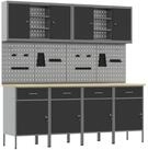 vidaXL Werkzeugschrank Werkbank 10 Stk. Schwarz und Grau Ingenieure Holz und...