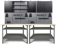 ONDIS24 Werkstatt-Set Werkstatt Set Basic 240cm Melamin mit Schr&auml;nken