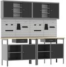 vidaXL Werkbank Werkbank-Set 8 stk. Rot und Grau Pulverbeschichteter Stahl,...