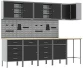 vidaXL Werkzeugschrank Arbeitsschrankset mit Schubladen 12 Stk. Schwarz und Grau