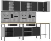 vidaXL Werkzeugschrank Arbeitsschrankset mit Schubladen 10 Stk. Schwarz und Grau