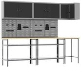 vidaXL Werkzeugschrank Arbeitsschrankset mit Regal 10 Stk. Schwarz und Grau...