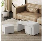 HOMCOM Fu&szlig;hocker Sitzbank 3 tlg., Sitzhocker, Polsterhocker f&uuml;r Wohnzimmer