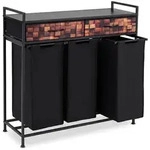 COSTWAY W&auml;scheschrank W&auml;schekorb 3 F&auml;cher, W&auml;schesammler mit 2...
