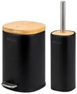 eluno Badaccessoire-Set Badezimmerset aus Metall und Bambus, 2 tlg.