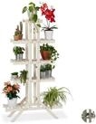 relaxdays Blumenst&auml;nder Blumentreppe Holz mit 5 Stufen, wei&szlig;
