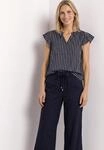 Kurzarmbluse STREET ONE, Damen, Gr. 42, schwarzest blau, Web, Obermaterial: 100%