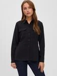 Langarmbluse VERO MODA "VMELLIOT LS SHIRT WVN NOOS", Damen, Gr. M, schwarz, Web,