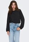 Shirtbluse ONLY "ONLKATCHA LIFE LS O-NECK LACE TOP CS WVN", Damen, Gr. L, schwarz,