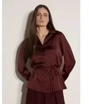 Apricot Klassische Bluse Weiches Satinhemd mit Knopfleiste
