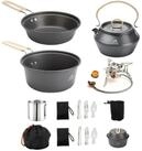 LuxusKollektion Wasserkessel Camping Kochgeschirr Set 17-tlg. Hart-Eloxiert