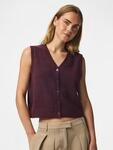 Strickweste PIECES "PCSALLY SL V-NECK KNIT VEST NOOS BC", Damen, Gr. XL, braun